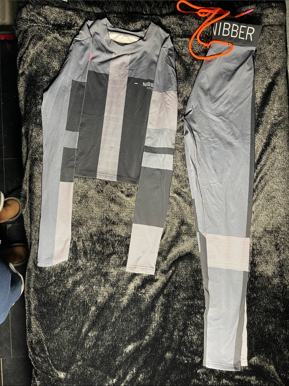 Gray & Black Striped Long Sleeve Active Top